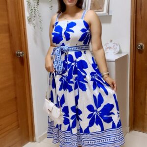 Vestido Midi Floral Azul – Frescura y elegancia que enamoran